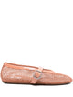Alaia Nude Patent Leather Ballerina With Mesh