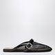 Alaia Flat Mesh Mules With Buckle Strap In Black