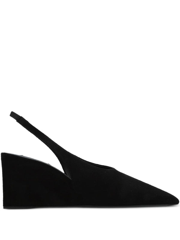 Alaia Black Suede Open-Back Wedge Shoe
