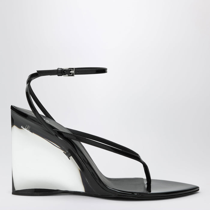 Alaia Black Invisible Thong Sandals With Wedge
