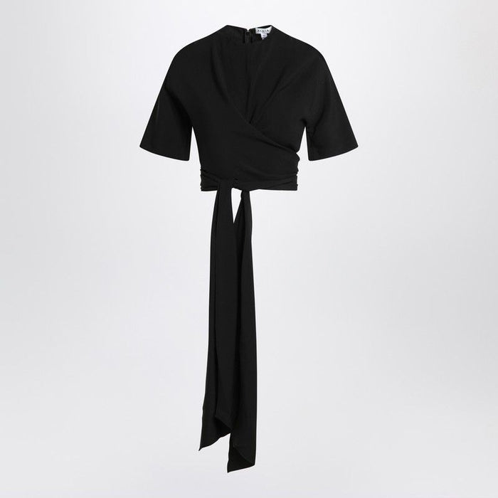 Alaia  Black Crossed Top In Viscose Jersey