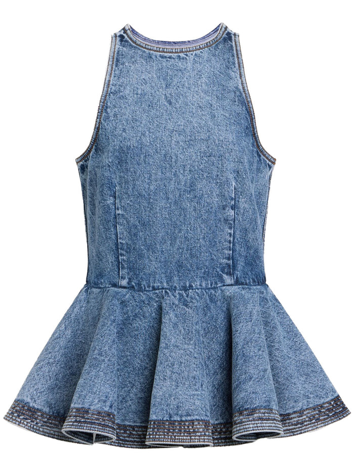 Alaia Alaïa Denim Peplum Top