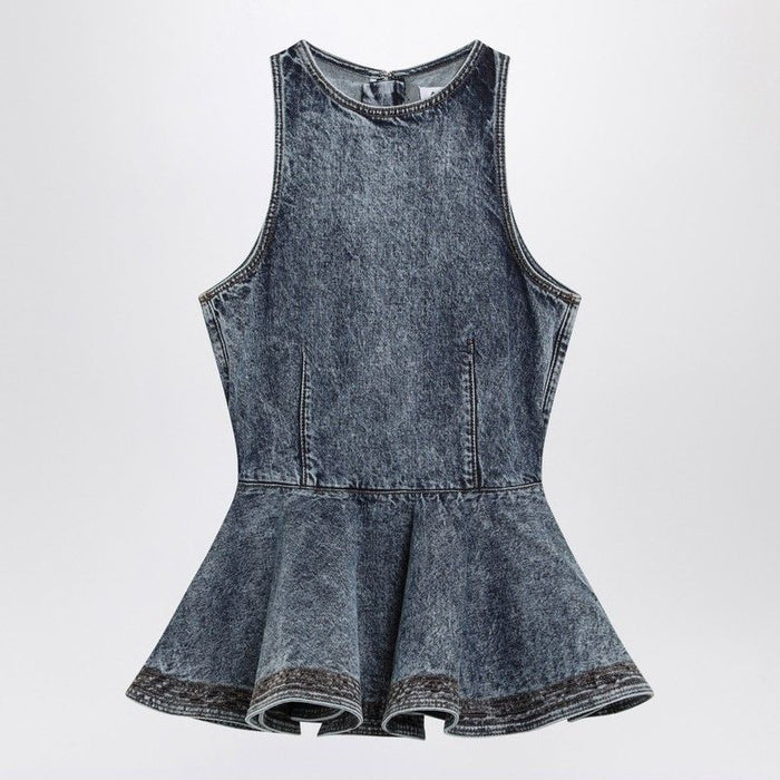 Alaia Denim Peplum Top
