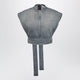 Alaia Raw Délavé Denim Belted Sleeveless Top In Blue