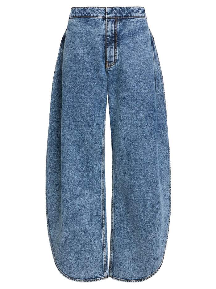 Alaia Petal Denim Pants With Side Slit