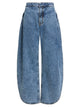 Alaia Petal Denim Pants With Side Slit