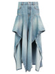 Alaia Faded Blue Cotton Ruffle Pants