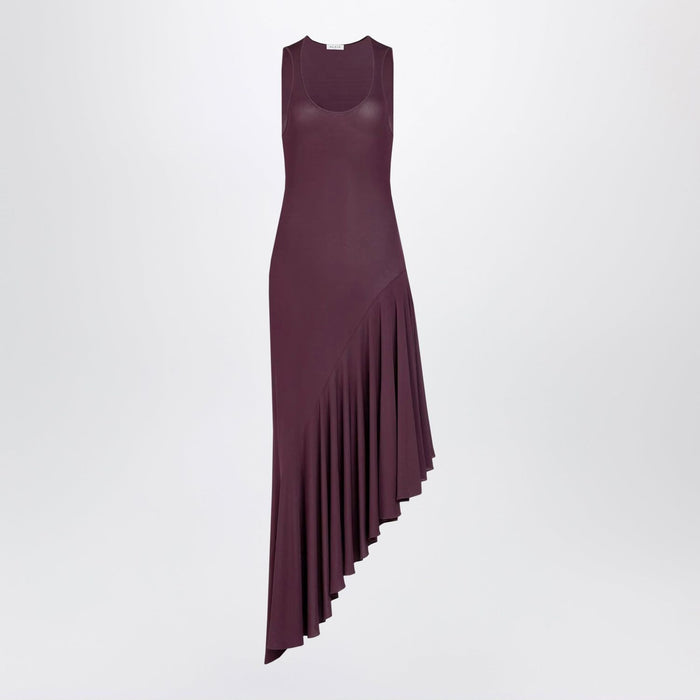 Alaia Asymmetric Fluid Viscose Jersey Dress In Violet