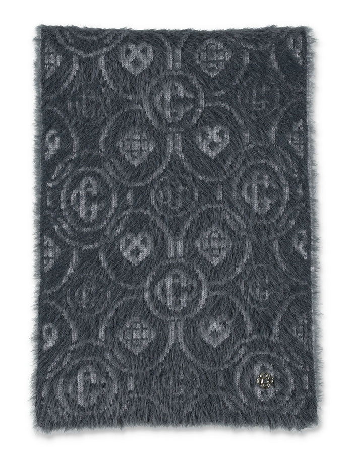 Casablanca Grey Merino Wool Blend Fluffy Monogram Scarf