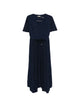 Herno Blu Pleated Midi Drawstring Dress
