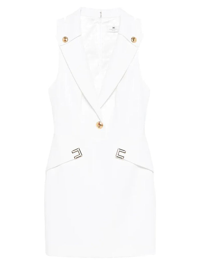 Elisabetta Franchi Double Stretch Crepe Mini Dress With Logo Details