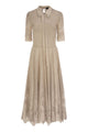 Fabiana Filippi Long Lace Dress With Embellished Collar And Bow