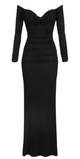 Elisabetta Franchi Black Off-Shoulder Ruched Dress