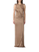 Elisabetta Franchi Red Carpet Shiny Viscose Jersey Long Dress With Side Slit