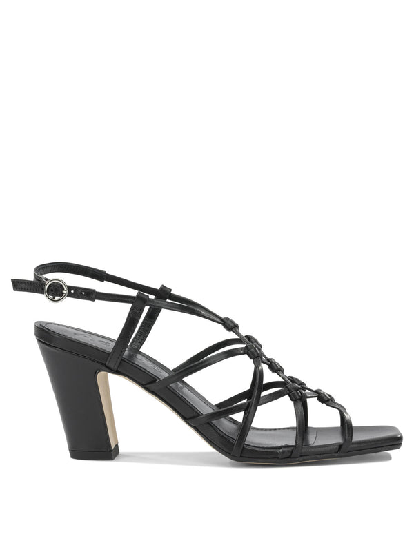 Aeyde Acacia 75Mm Black Laminated Nappa Leather Cow Leather Heeled Sandals