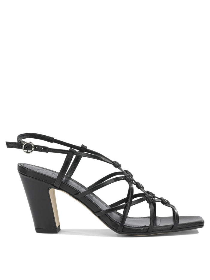 Aeyde Acacia 75Mm Black Laminated Nappa Leather Cow Leather Heeled Sandals