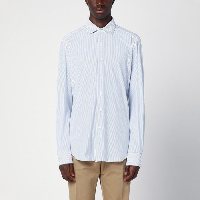 Xacus  Striped Blue Poplin Active Shirt