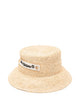Jacquemus Logo Raffia Bucket Hat In Natural