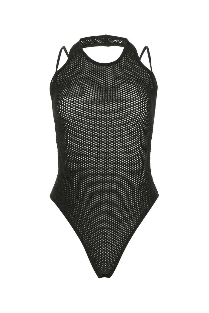Andreadamo Black Stretch Viscose Blend Bodysuit