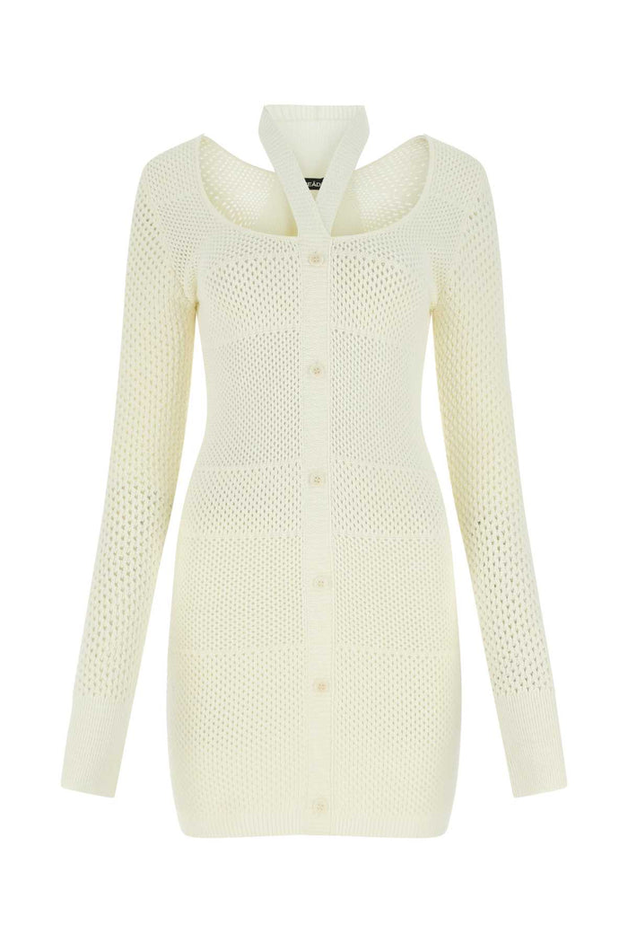 Andreadamo Ivory Stretch Viscose Blend Dress