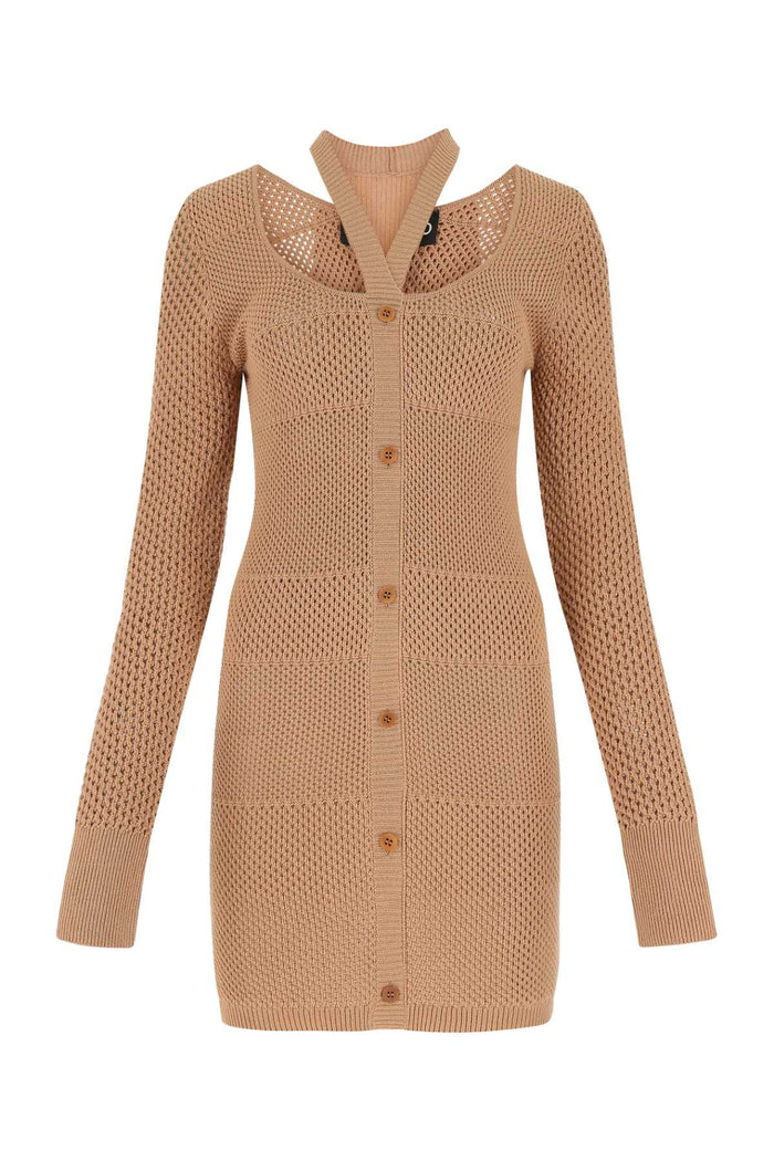 Andreadamo Biscuit Mesh Mini Dress