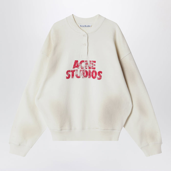 Acne Studios Fleece Logo Sweatshirt Off White