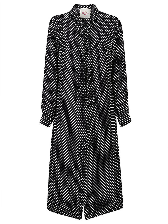 Crida Milano Polka Dot Silk Midi Dress
