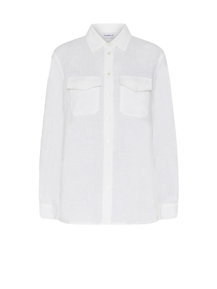 Marella White Long-Sleeved Shirt With Pockets