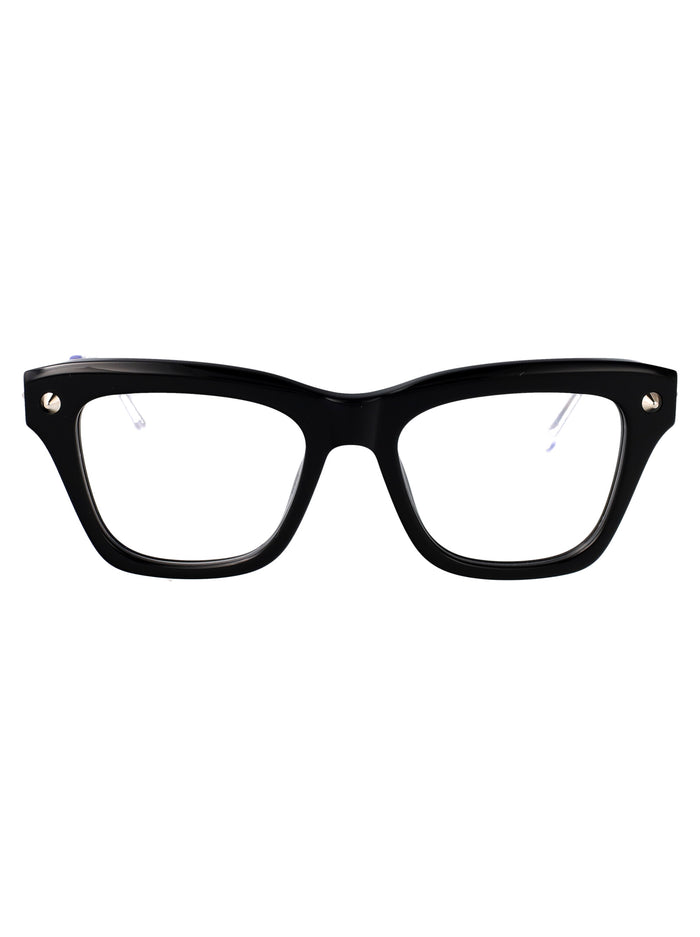 Alexander Mcqueen Black Metal Optical Glasses