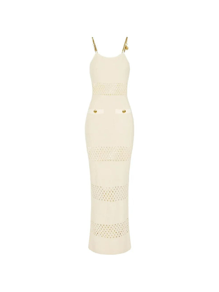 Elisabetta Franchi Elisabetta Franchi Cut-Out Chain Bouclé Maxi Dress