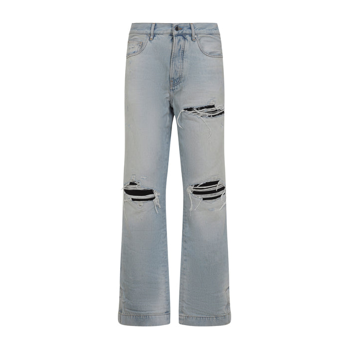 Amiri Mist Indigo Blue Cotton Mx1 Straight Flare Jeans