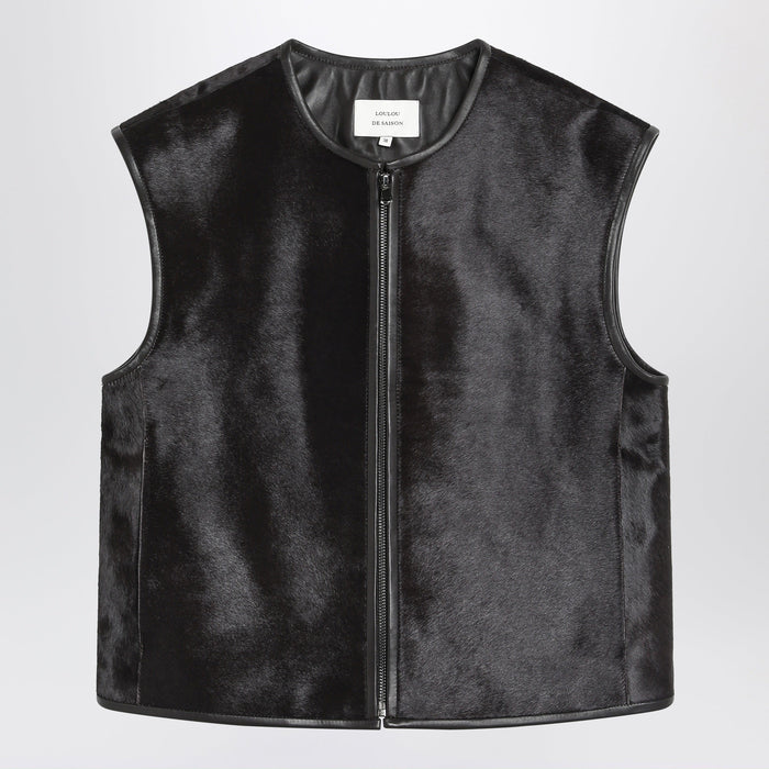 Loulou De Saison Brown Ampas Vest In Pony-Effect Leather