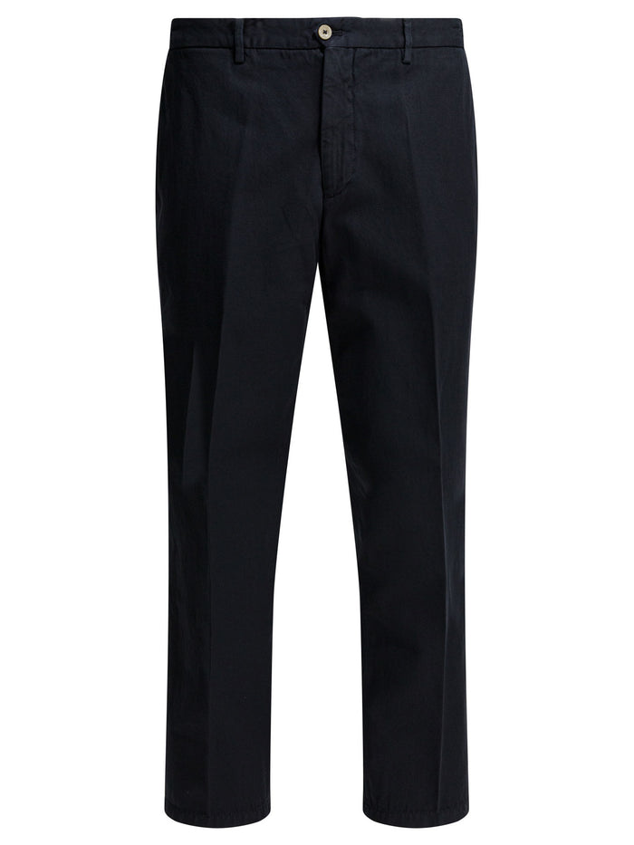 Briglia 1949 Black Cotton Linen Trousers