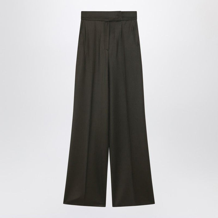 Max Mara Moss Green Wideleg Wool Trousers