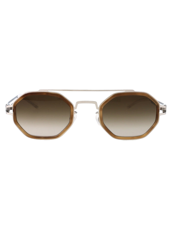 Mykita A92-Shiny Silver/Galapagos Steel + Acetate Sunglasses