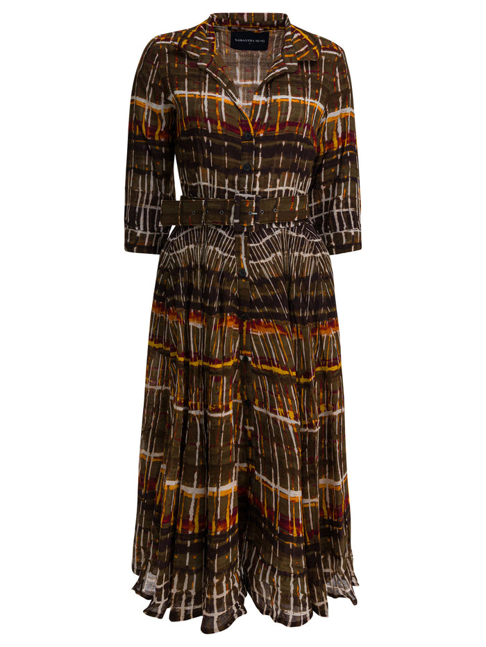 Samantha Sung Brown Plaid Wool Dress