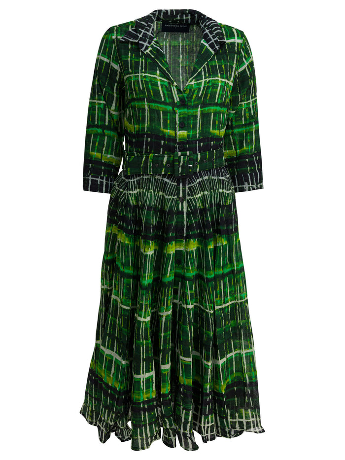 Samantha Sung Green Plaid Wool Dress