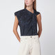 Isabel Marant Nayda Asymmetrical T-Shirt With Midnight Blue Print
