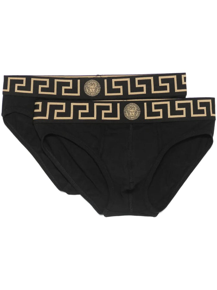 Versace Black Stretch Cotton Brief Set
