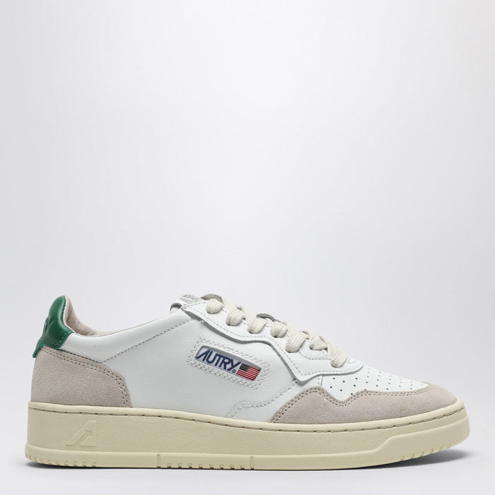 Autry Medalist Sneakers In White/Green Leather And Suede