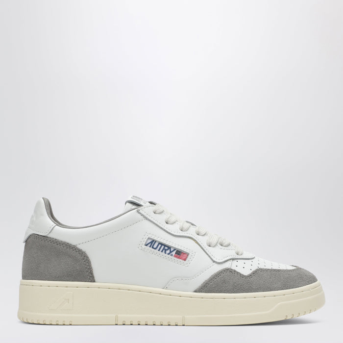 Autry Medalist Low Sneakers In White Leather And Grey Suede