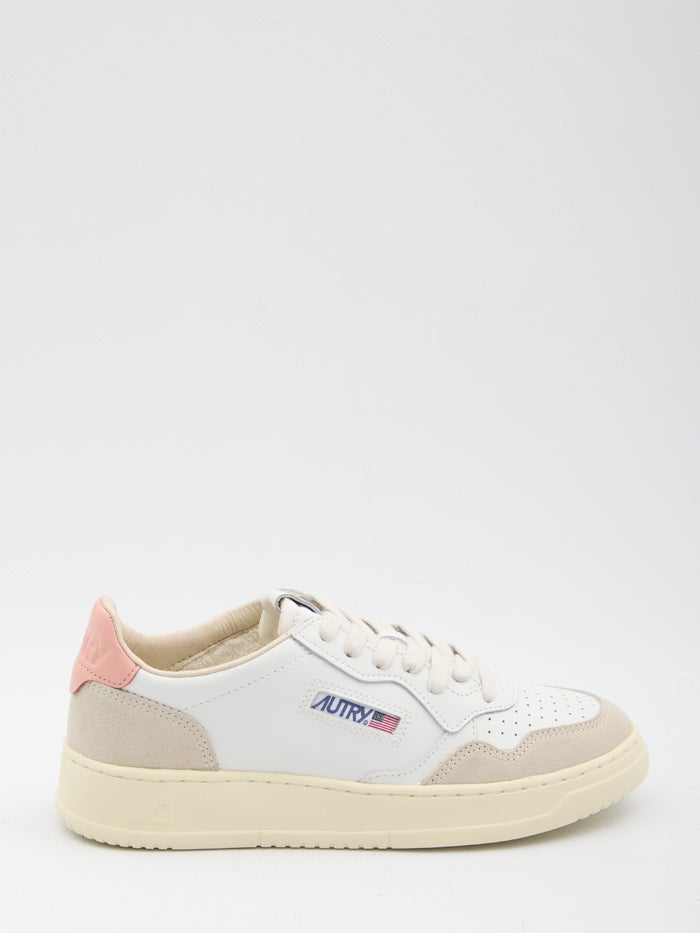 Autry Medalist Low Sneakers In White/Peach Pink Leather And Suede