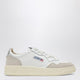 Autry Medalist Low Sneakers In White Leather And Suede With Silver Details