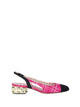 Roberto Festa Chanel Slingback In Cherry Tweed With Gold Chain Heel