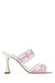 Manolo Blahnik Two-Tone Leather And Mesh Avespamu Mules