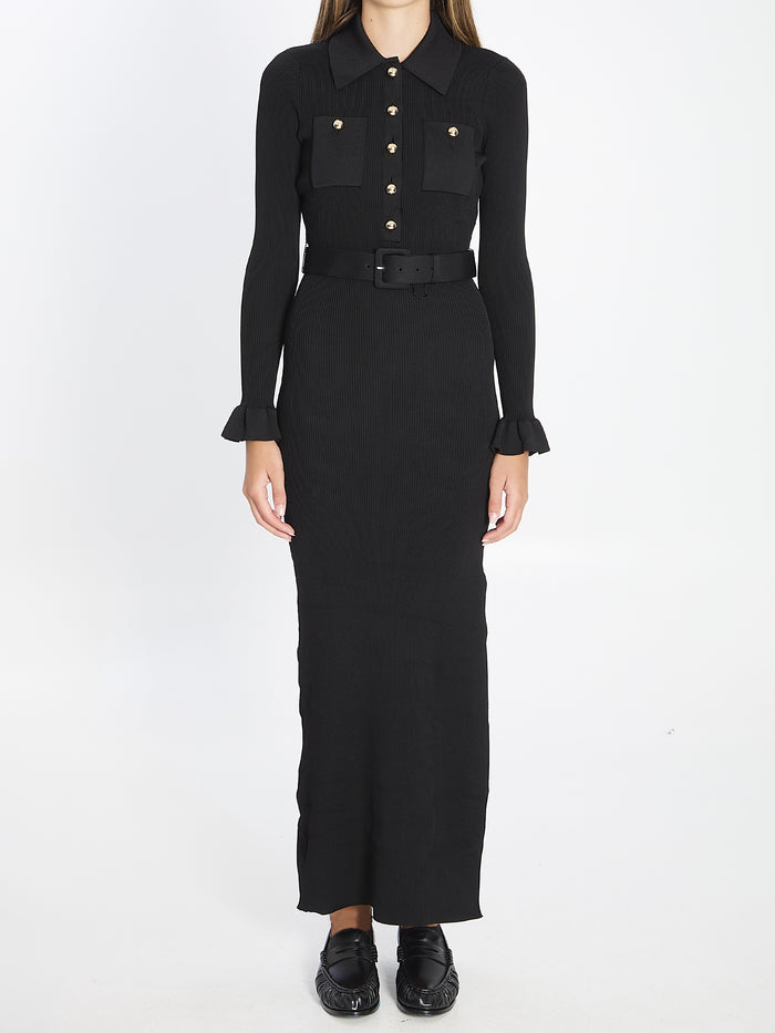 Self-Portrait Ribbed Knit Maxi Dress