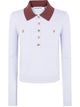 Self-Portrait Contrast Collar Knit Top