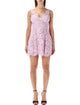 Self-Portrait Self-Portrait Pink Foral Lace Mini Dress With Satin Bow