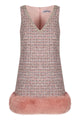 Self-Portrait Self-Portrait Bouclé Mini Dress With Faux Fur Hem