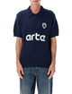 Arte Antwerp Arte Antwerp Football Knit Blue Cotton Polo Sweater With Embroidered Logo